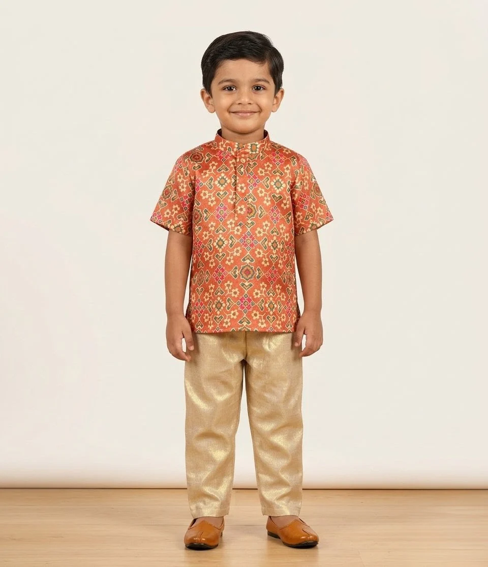 Rust Kurta Shirt & Pant Set